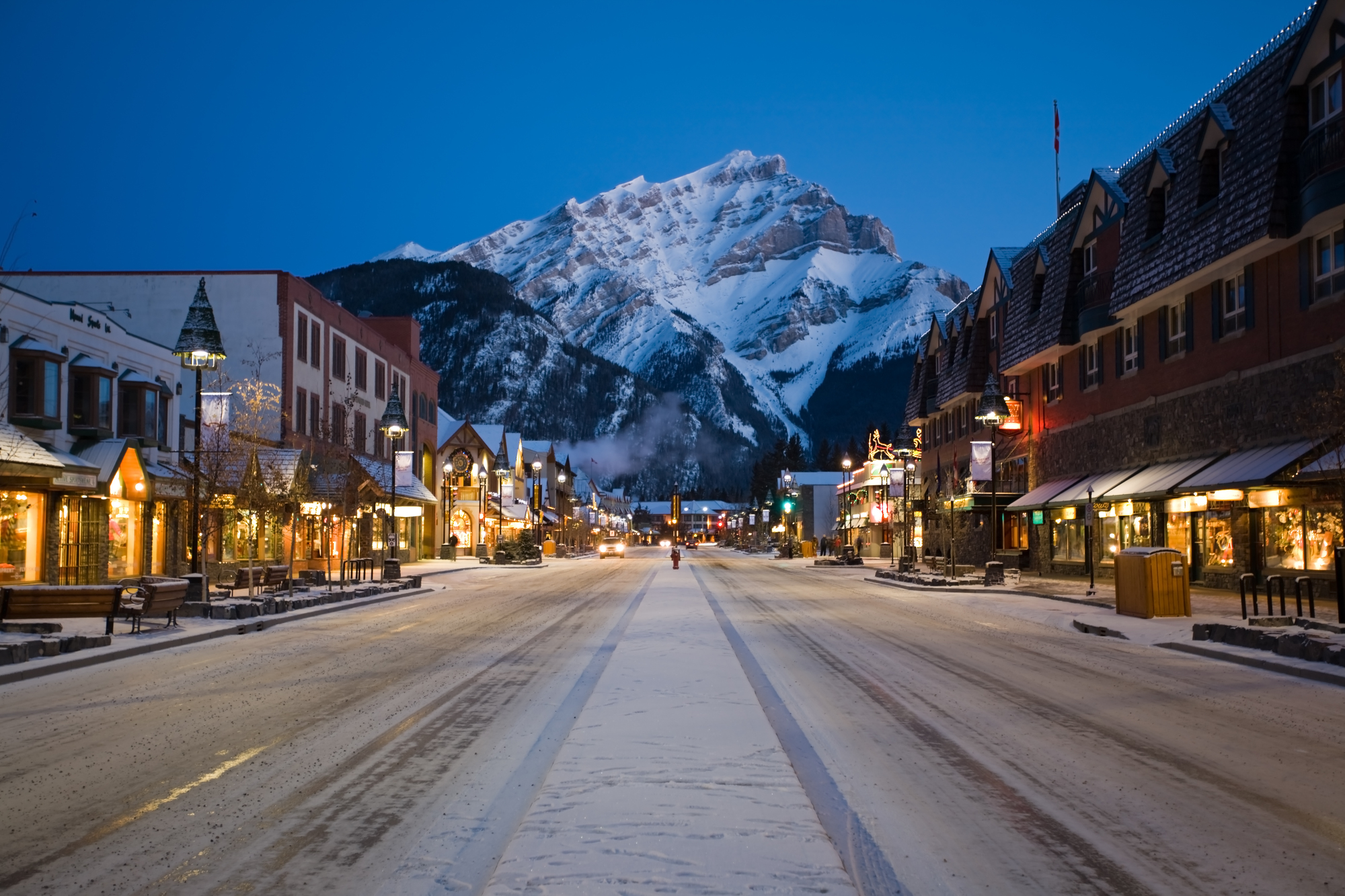 Banff Avenue in Banff National Park, Alberta, Canada.